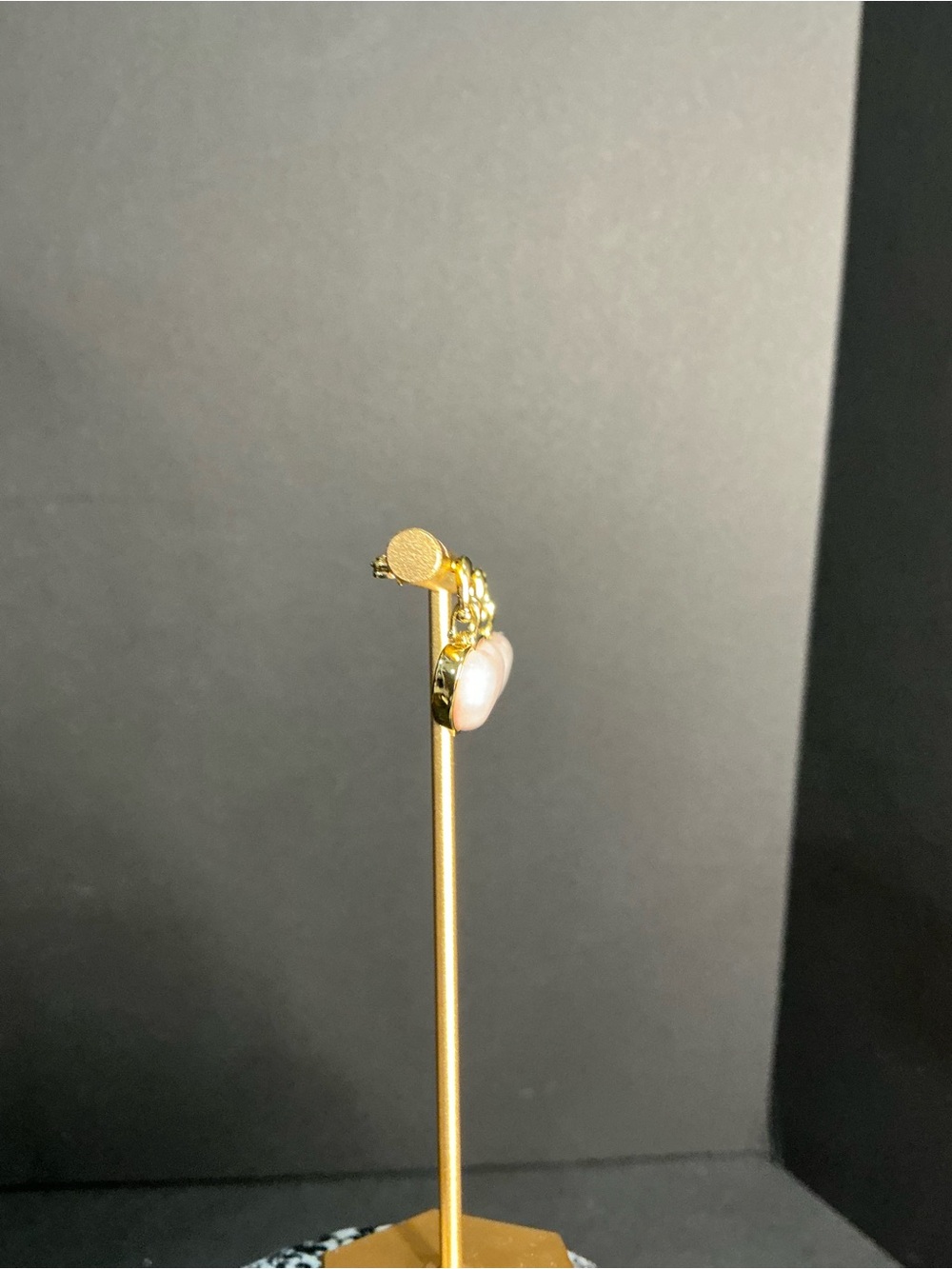 Coach Pink Rose Quartz Heart Gold Drop Earrings - Picture 3 of 7